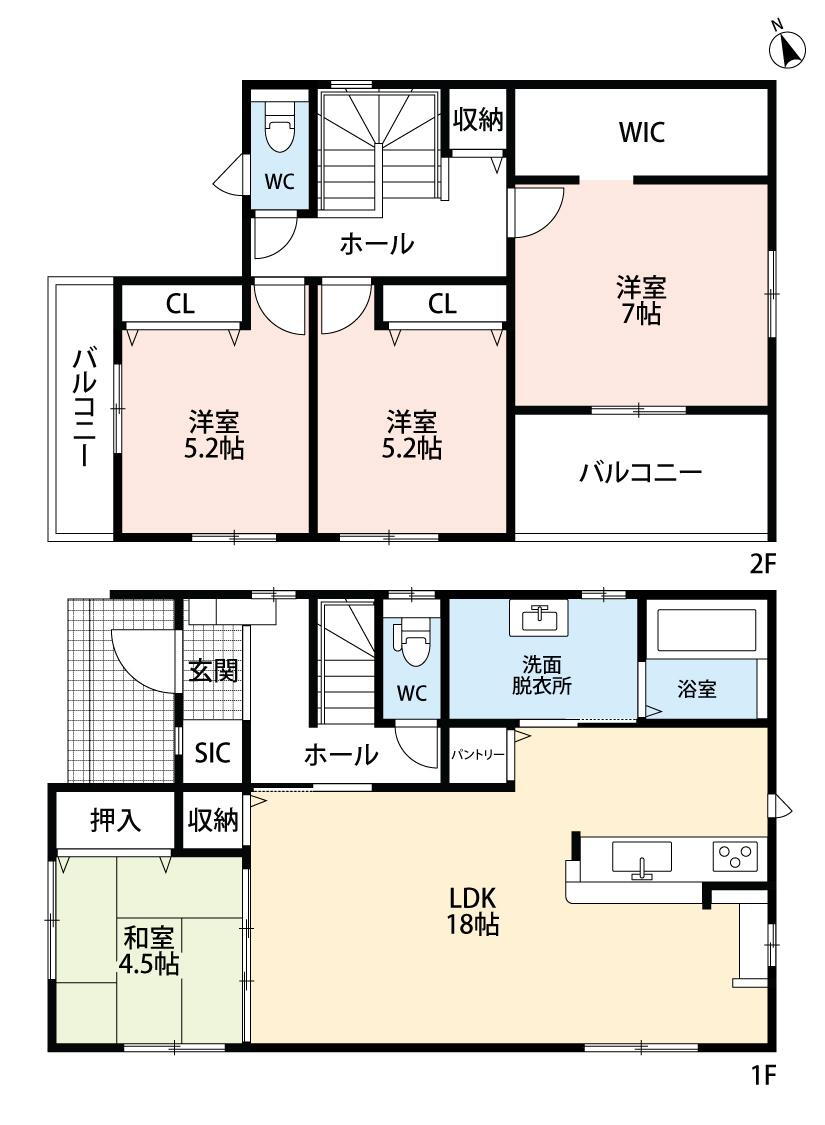 (1号棟)、価格3098万円、4LDK、土地面積180.27m<sup>2</sup>、建物面積105.16m<sup>2</sup> 