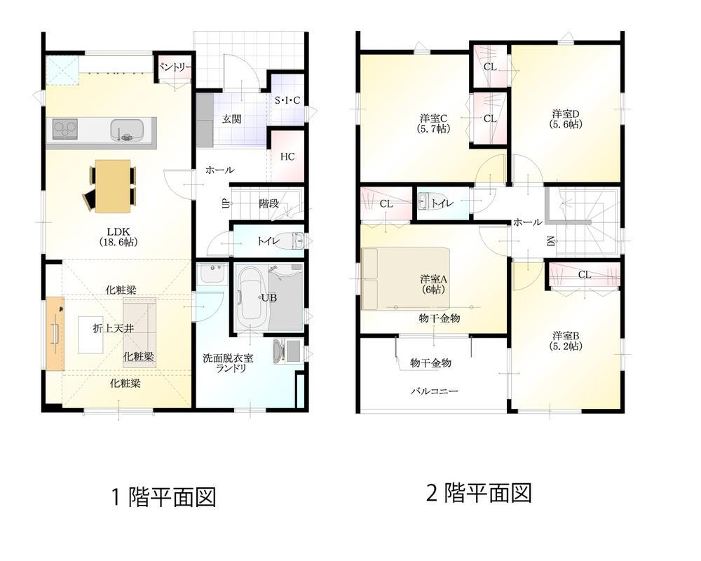 (7号地)、価格2606万円、4LDK、土地面積195.63m<sup>2</sup>、建物面積108.88m<sup>2</sup> 