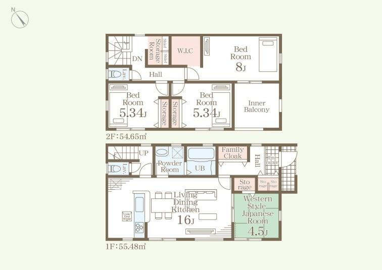 (1号棟)、価格2998万円、4LDK、土地面積199.58m<sup>2</sup>、建物面積110.13m<sup>2</sup> 