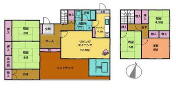 千葉県茂原市南吉田　２階建て中古戸建住宅 ５ＬＤＫの間取り図です♪　駐車場２台分可能。（増設可能です）