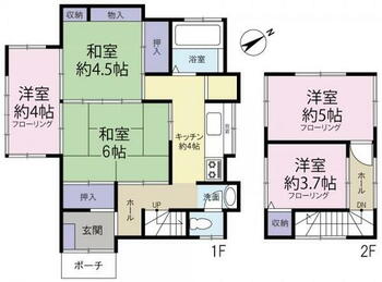 銚子市海鹿島町　中古戸建 バリエーション豊かな5Kの間取り