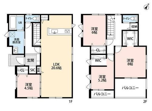 糸島市二丈上深江１期　１３号棟　新築戸建 1階は広々20.6帖のLDKと、隣接する4.5帖の洋室＾＾ 2階には3洋室、うち2居室にWIC付き＾＾