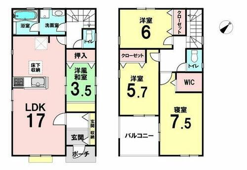 新築戸建　加古川市加古川町友沢　第５ ※間取図と現況が異なる場合、現況を優先します。