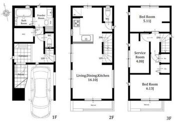  LDKと居室の階層を分けることで、プライバシーにも配慮した設計です。浴室はゆったり寛げる1坪サイズで一日