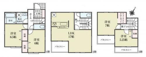 江戸川区新堀２丁目　新築一戸建て／全２棟 間取り