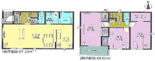 豊川市美園２２－２期　全２棟・２号棟 間取り図です