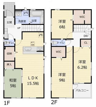 ＧＲＡＦＡＲＥ仙台市柳生６期　２号棟 （2号棟）2階全居室6帖以上の広さ+WIC2か所！