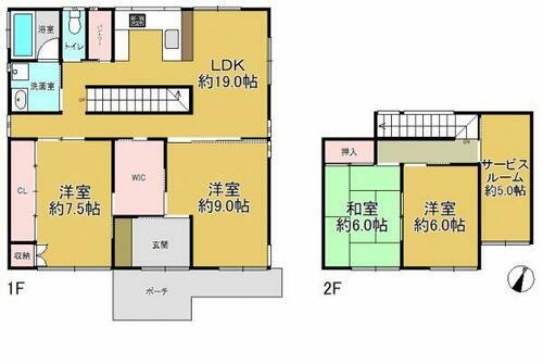 宝塚市中山五月台４丁目　戸建 LDKは広々約19.0帖！全居室6.0帖以上の広さが確保されています。