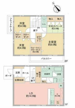 野田市なみき３丁目　大和ハウスのスムストック LDKは約18.3帖以上の広さがあります。全居室に収納スペースが設けられています。