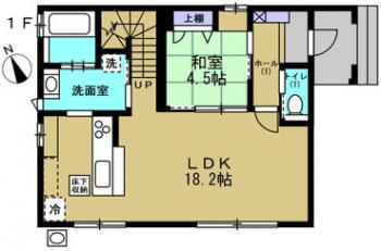 瀬戸内市長船町八日市　セキスイツーユーホーム　グランツーユー 1階間取り図です。繋がりを意識したお部屋配置です。LDKと和室は繋げると22.7帖の大空間となります