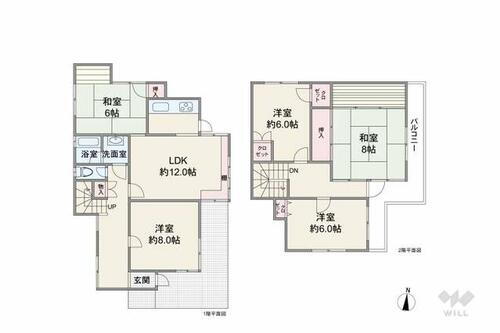 宝塚市中山荘園　一戸建て 間取りは延床面積116.91平米の5LDK。