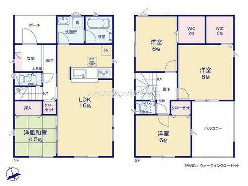 安城市小川町第９　全４棟　２号棟 ＷＩＣは２か所あるから、寝室から子ども室まで居住スペースはゆったり、快適。※２号棟
