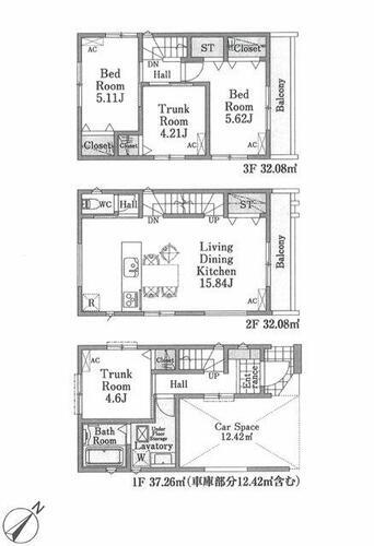四谷上町　新築戸建　　１号棟 １号棟、価格4680万円居室に関して、建築基準法上では一部「納戸」扱いとなる可能性がございます。