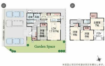 いろどりアイタウン　方木田 土地面積／185.34㎡、建物面積／108.17㎡。4LDKの間取りです◎位置指定道路持分あり。