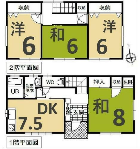館林市　青柳町　中古住宅 4DK、仏間つきの和室は8帖と広々。