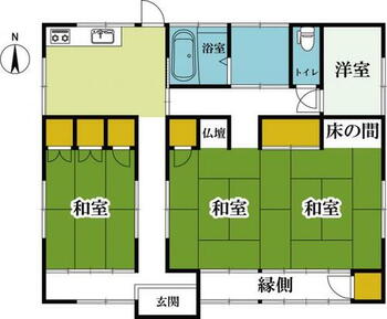 矢板市片俣　平屋建て３Ｋ ※現況と間取り図に相違がある場合は現況を優先します。