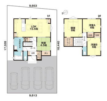 ［インカムハウス］津幡町潟端分譲２号棟 ４ＬＤＫ・土地面積１６５．７０㎡・建物面積１０２．４５㎡