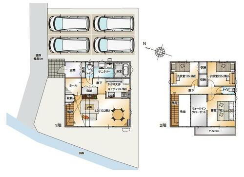 富士市宮島　新築住宅 駐車スペース４台可能。