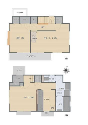 八王子市絹ケ丘３丁目中古戸建 ２階の洋室は仕切れば２つのお部屋になります。