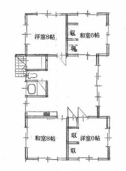 土地約１００坪、建物約２９坪 間取り：在来木造工法ですのである程度自由に変更できます