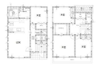 （総桧住宅）取手市東５丁目 間取図　３，０９０万円　９９．３６㎡　４ＬＤＫ