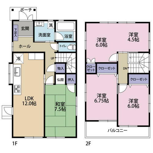 姫路市飾磨区矢倉町１丁目中古戸建 ２階洋室は現況約１０．５帖ですが、６帖と４．５帖のお部屋にできるよう設計されています。