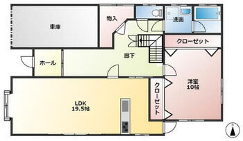 秋田市広面字野添　中古住宅 １階は、ＬＤＫ１９帖と洋室１０帖です！
