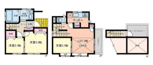 松戸市栄町８丁目 こちらは一例です。お部屋の配置、広さ配分、トイレ×２、小屋裏など間取り相談可能です！