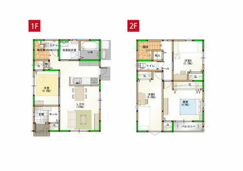 家事楽デザイナーズハウス　新築　高松市木太町建売１１ 家事効率にこだわった４ＬＤＫのコンパクトハウスです♪※施工事例です。実物とは異なります。