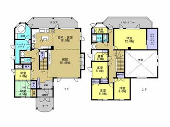 神楽岡一条４（神楽岡駅）　４３９０万円 4390万円、6LDK、土地面積653m<sup>2</sup>、建物面積204.86m<sup>2</sup> 間取り図