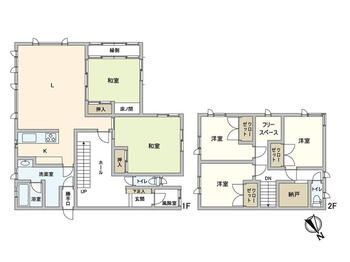 篠路一条１０（百合が原駅）　２５３０万円 2530万円、5LDK+S、土地面積333.75m<sup>2</sup>、建物面積155.52m<sup>2</sup> 間取り