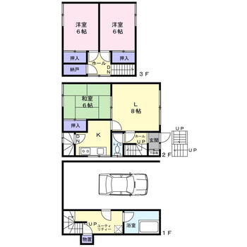 菊水一条１（菊水駅）　１８００万円 1800万円、3DK、土地面積61m<sup>2</sup>、建物面積99.63m<sup>2</sup> 地下1階付２階建住居。3DK。和室があります。地下1階には車庫があります。