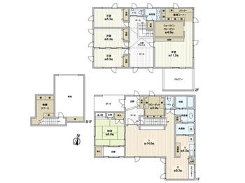 円山西町２　６４８０万円 6480万円、5LDK+S、土地面積328.22m<sup>2</sup>、建物面積230.41m<sup>2</sup> 間取り図