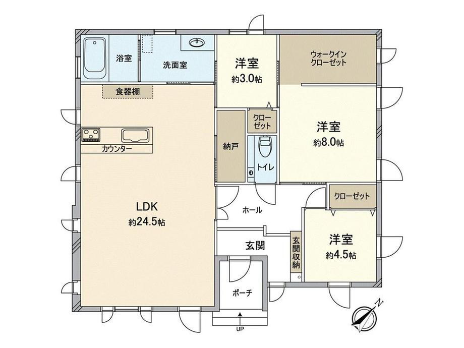 花川南一条６　３１００万円 3100万円、3LDK、土地面積210.26m<sup>2</sup>、建物面積102.27m<sup>2</sup> 間取図