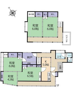 日和が丘２　１４８万円 148万円、6K、土地面積66.11m<sup>2</sup>、建物面積107.44m<sup>2</sup> 