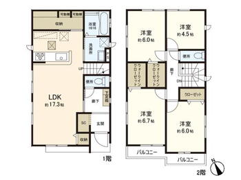 茂庭台１　２１８０万円 2180万円、4LDK、土地面積131.36m<sup>2</sup>、建物面積104.33m<sup>2</sup> 間取り