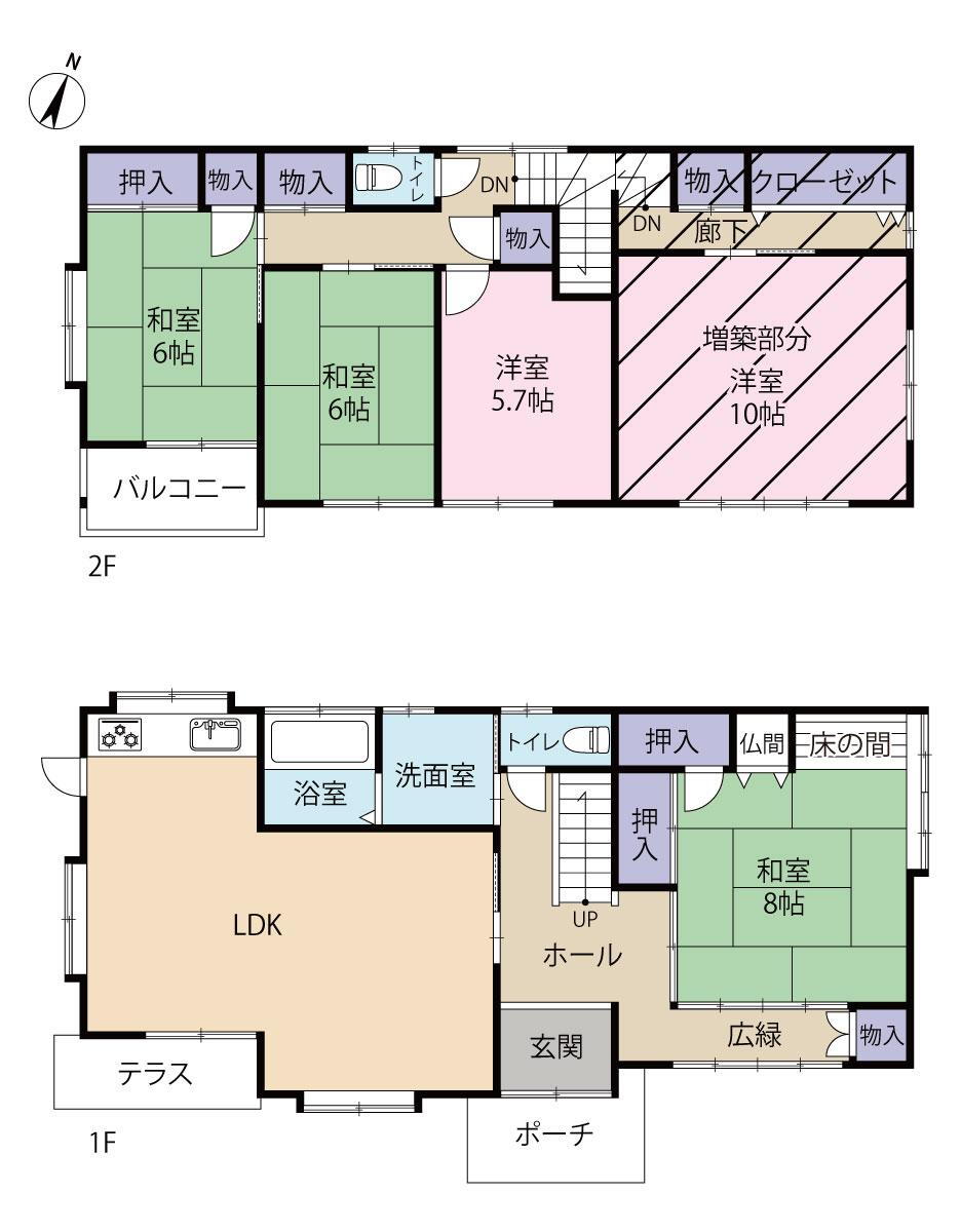 赤坂２　１４８０万円 1480万円、5LDK、土地面積293.28m<sup>2</sup>、建物面積166.5m<sup>2</sup> 平成１０年１２月　２階東側洋室増築