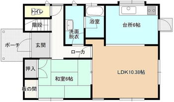 花巻星が丘１丁目　築３１年・４ＳＬＤＫ・駐車４台 2098万円、4LDK+2S（納戸）、土地面積281.93m<sup>2</sup>、建物面積115.92m<sup>2</sup> 1階間取図<BR>西玄関です。洗面脱衣場とお風呂の寸法が変則的ですが、当時ミサワホーム様施工物件では比較的よくみられる間取でした。