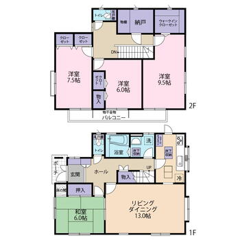 富士見２（若葉駅）　３９８０万円 3980万円、4LDK+S（納戸）、土地面積149m<sup>2</sup>、建物面積127.52m<sup>2</sup> 4LD・K＋S。4人家族様にオススメの間取りです。