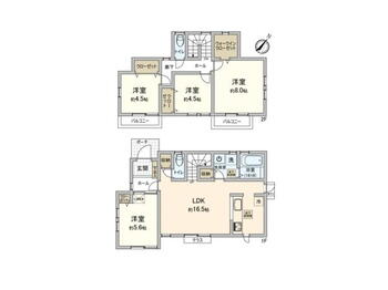 鶴ケ岡２（上福岡駅）　３１５０万円 3150万円、4LDK、土地面積132.69m<sup>2</sup>、建物面積97.49m<sup>2</sup> 間取り