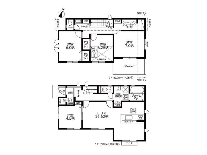 西大泉６（保谷駅）　５４８０万円 5480万円、4LDK、土地面積110.56m<sup>2</sup>、建物面積101.02m<sup>2</sup> WICやSIC、屋根裏収納がついており収納豊富な間取り