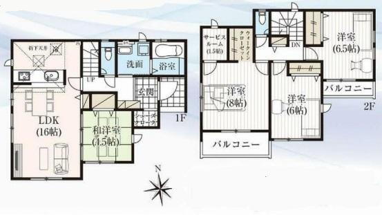 文京町１（前橋駅）　２７９０万円 2790万円、4LDK、土地面積198.62m<sup>2</sup>、建物面積101.85m<sup>2</sup> ■間取り　建坪30.8坪　敷地60.08坪　SIC・WIC・サービスルーム付き■