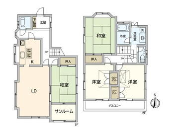 御幸町　３９８０万円 3980万円、4LDK、土地面積116.25m<sup>2</sup>、建物面積89.08m<sup>2</sup> 間取り