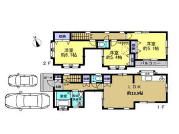 緑町４（拝島駅）　３２９９万円 3299万円、3LDK、土地面積100.87m<sup>2</sup>、建物面積79.86m<sup>2</sup> １F　LDK１３．５帖<BR>２F　洋室５．４帖、６．１帖、６．１帖