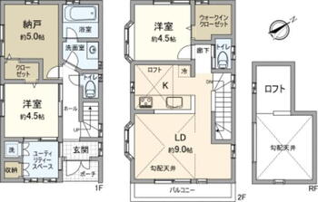 夏見２（船橋駅）　２９８０万円 2980万円、2LDK+S、土地面積64.97m<sup>2</sup>、建物面積72.71m<sup>2</sup> 間取り