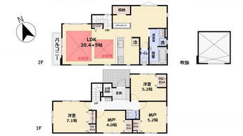 新井２（南行徳駅）　６７９０万円 6790万円、2LDK+2S、土地面積100.32m<sup>2</sup>、建物面積107.1m<sup>2</sup> 【間取図】