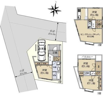 中野５（中野駅）　７９８０万円 7980万円、4LDK、土地面積60.19m<sup>2</sup>、建物面積96.08m<sup>2</sup> 