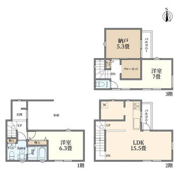 前原町３（武蔵小金井駅）　３９８０万円 3980万円、2LDK+S、土地面積46.89m<sup>2</sup>、建物面積83.43m<sup>2</sup> 間取り図