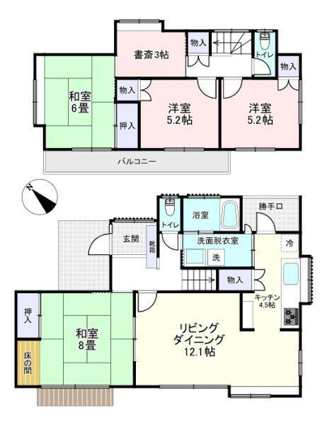 竜角寺台３（下総松崎駅）　９８０万円 980万円、4LDK+S、土地面積204.82m<sup>2</sup>、建物面積103.49m<sup>2</sup> 全居室南西向きで日当たり良好な4LDKS