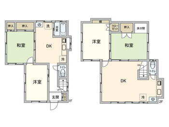 岡村４（弘明寺駅）　１８８０万円 1880万円、3LDK、土地面積104.62m<sup>2</sup>、建物面積90.25m<sup>2</sup> 間取り